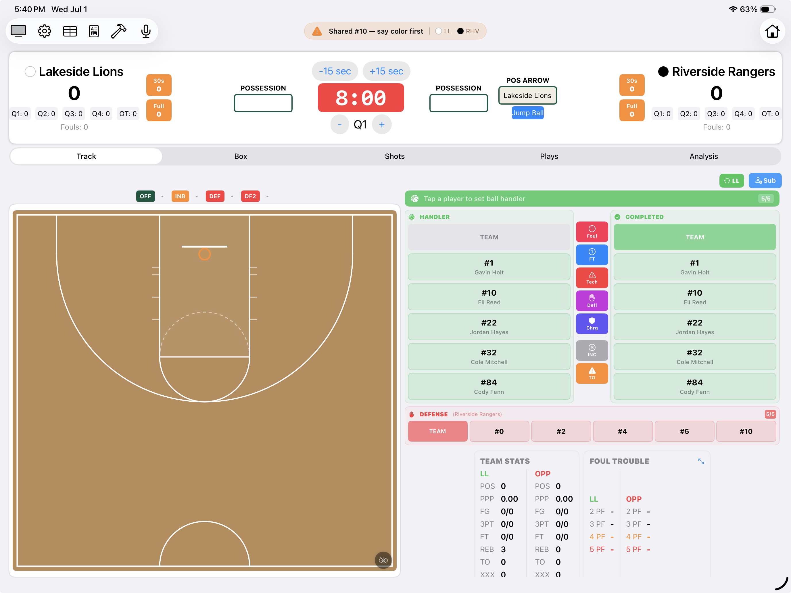 Starting a basketball game