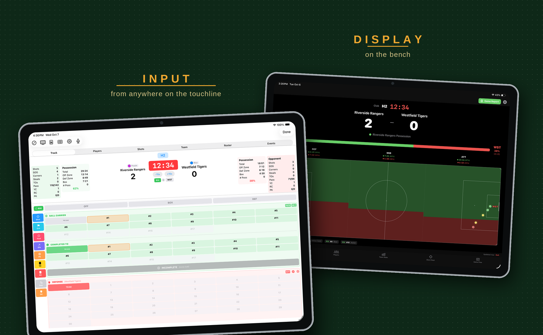 Coaches Box Soccer running on iPad